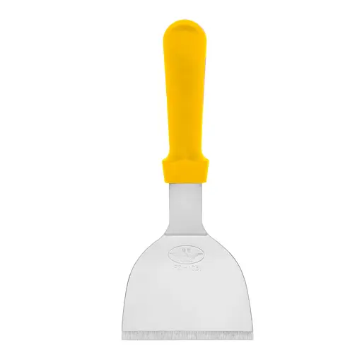 Шпатель скребок лопатка для теста из нержавеющей стали с пластиковой ручкой 25 см, Kitchen Master Желтый 85762 - фото 7