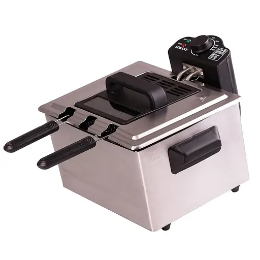 Бытовая электрическая фритюрница Sokany на 5л защита от перегрева WJ-801 с крышкой и съемной чашей 2000Вт - фото 2