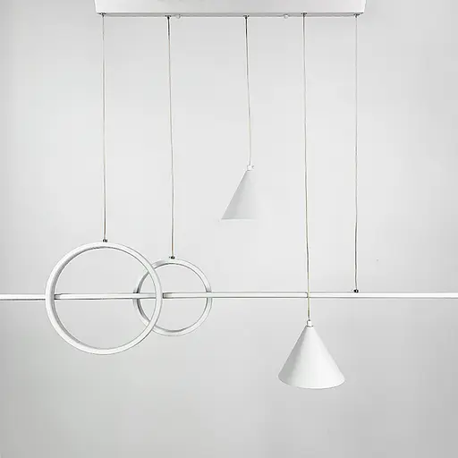 Видовжена біла LED люстра з 2 конусними плафонами Line.F Довжина 120 см - фото 5