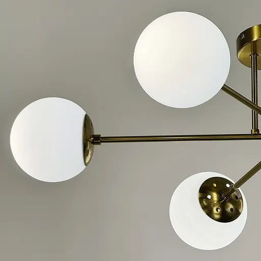 Люстра в латунном корпусе с 6 белыми плафонами Ø 73 см | Ст. S 7072/6 TBS+WT | Line F - фото 3