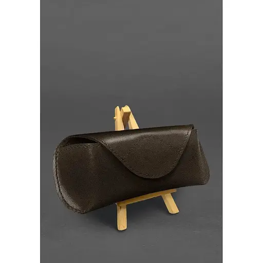 Кожаный чехол для очков BlankNote Краст с клапаном на магните Темно-коричневый  - фото 3