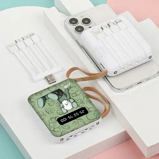 УМБ Power Bank 5000mAh повербанк с экраном и фонариком 4 в 1 Kaws Green (16131) - фото 3