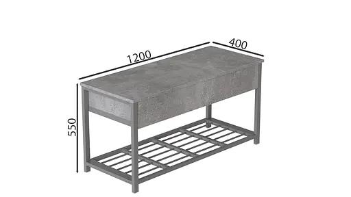 Банкетка з ящиком Ferrum-decor Дрейк 2 550x1200x400 метал Сірий ДСП Бетон 16 мм (FRD-103086) - фото 5