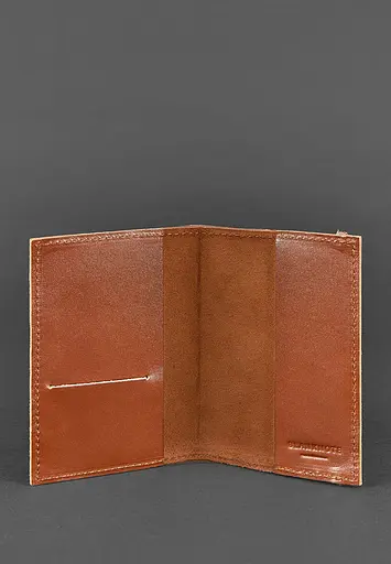 Шкіряна обкладинка для паспорта 1.0 світло-коричнева - фото 4