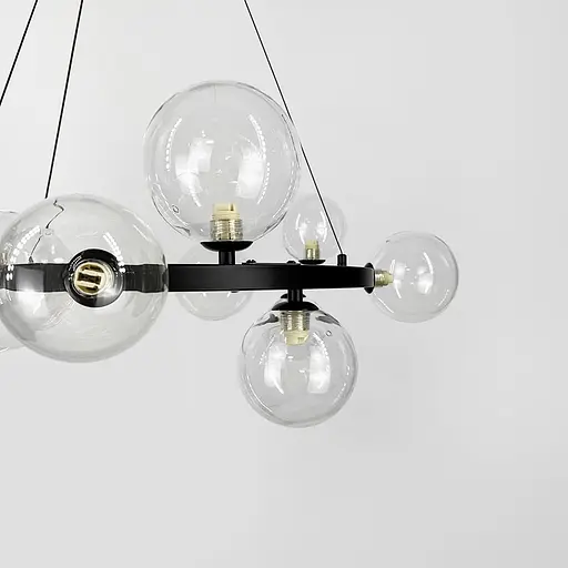 Кільцева чорна люстра з 14 прозорими плафонами Ø 75 см | Line F | Арт. BM62/14 BK+CL - фото 2