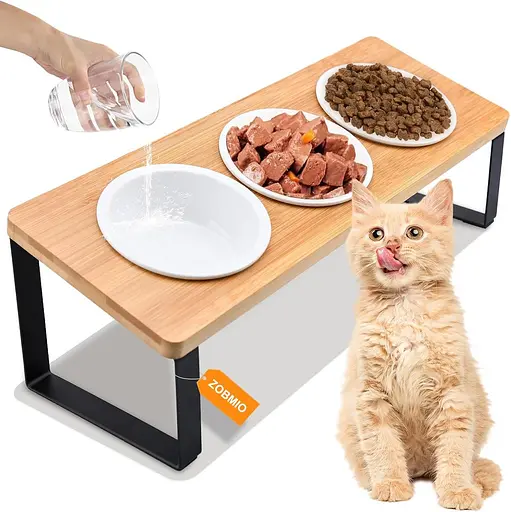 Набор из 3 мисок для кошек ZOBMIO, наклон 15°, высота 12,5 см, с силиконовым покрытием, 200 мл для кошек и мелких собак