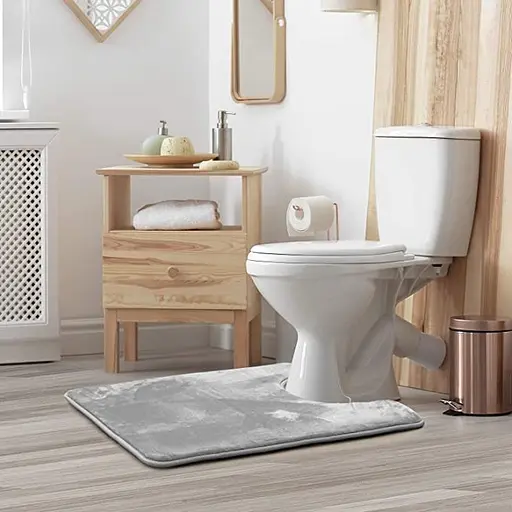 Антискользящий Мягкий коврик для ванной и туалета Aquarius с эффектом памяти U-образный контурный 50 х 50 см Серый Гладкий