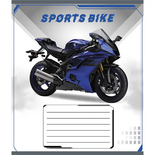 Зошит учнівський "Спортбайк" Leader 012-500196K-3 в клітинку, 12 аркушів - фото 1