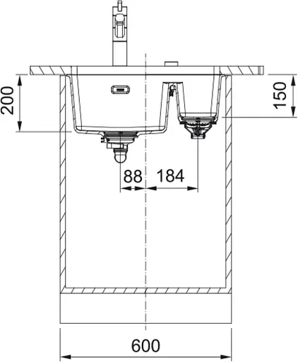Franke Мийка кухонна Maris фраграніт прямокутник без крила 553х433х200 мм чаша - 1.5 під стільницю MRG 160 сірий камінь - фото 3