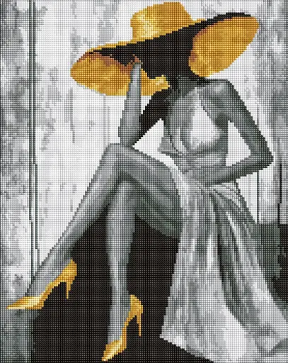 Набір з алмазною мозаїкою на підрамнику Золота дама Ideyka AMO8243, 40x50 см