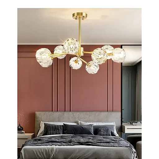 Кришталева світлодіодна люстра Блик 8610 (Золота) 6 плафонів - фото 3