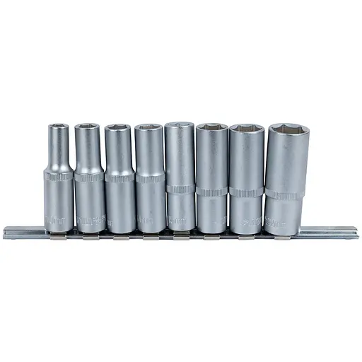 Набор насадок Sigma шестигранных удлиненных 1/2" на планке 8 шт CrV (6003691) - фото 1