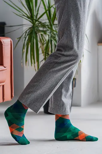 Носки с принтом ромбы высокие бесшовные дышащие качественные ORGANIC cotton JILL ANTONY - фото 2