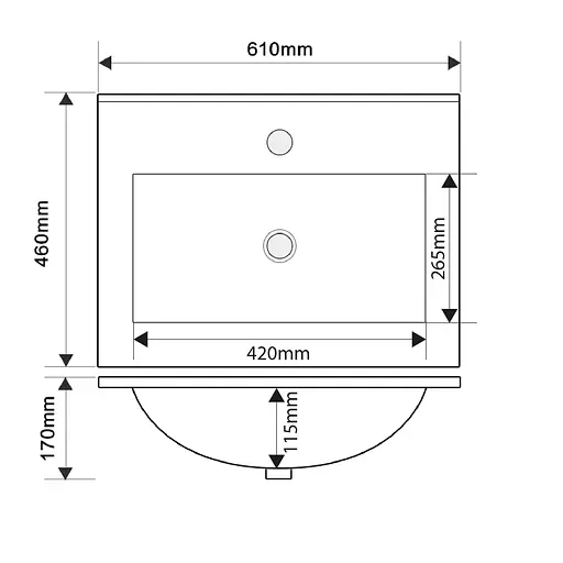 Умивальник меблевий Mixxus Premium Cubic-1501 610x460x170 мм з отвором під змішувач і переливом MP6495, Білий - фото 3