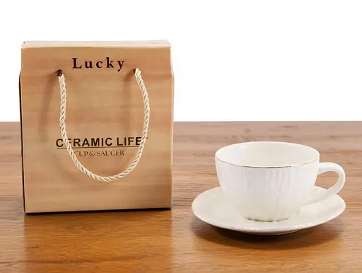 Набір чайний порцеляна Interos Lucky чашка 200 мл з блюдцем біла (25071) - фото 2