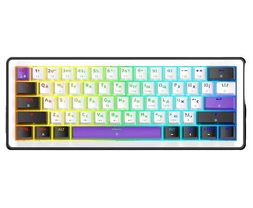 Клавіатура ігрова механічна HATOR HK-60-WV Hellyberry Switch USB White-Violet - фото 1