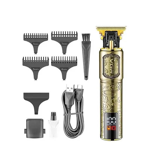 Машинка для стрижки волос V-073 аккумуляторный беспроводной триммер для бороды и усов 4 насадки 5 Вт Бронза - фото 2