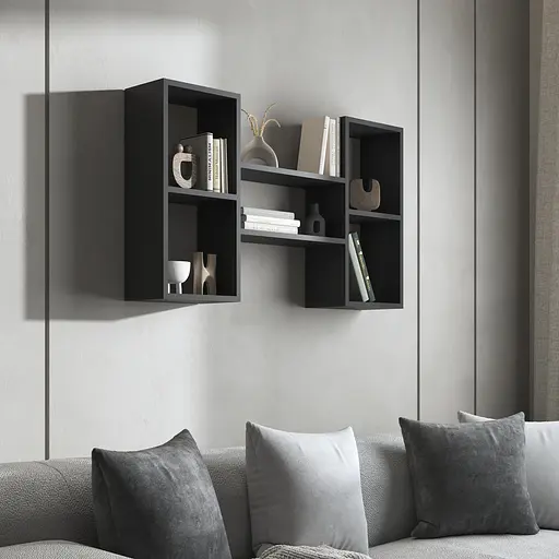 Навесная полка Vays M-11 с нишами для книг и декора ЛДСП 100x18x60 см для гостиной спальни кабинета - фото 4