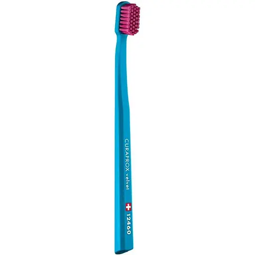 Зубна щітка Curaprox Velvet 12460 блакитна з бордовим