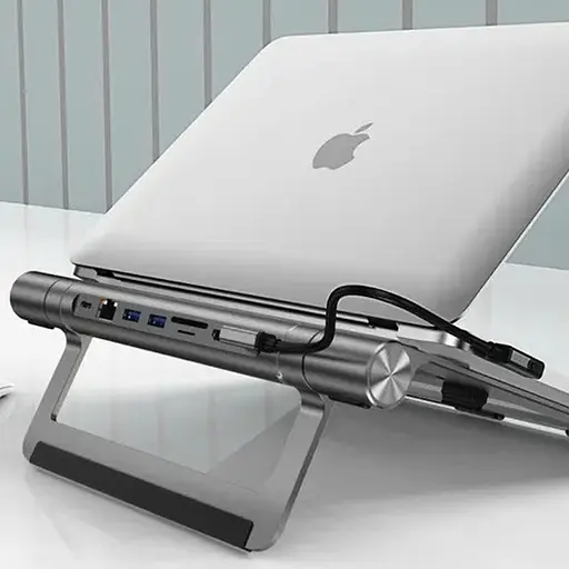 Підставка для ноутбуку + HUB WIWU 8 in 1 A821CH Grey - фото 4