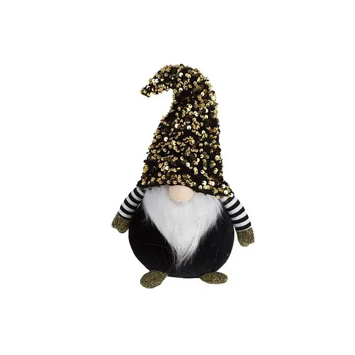 Новогодняя мягкая игрушка BonaDi Гном 36см с пайетками Декоративная фигурка Черная - фото 1