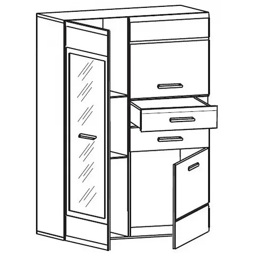 Пенал-витрина Гербор Ушер REG1W2D2S L/P Дуб сонома (GRB-1058) - фото 2