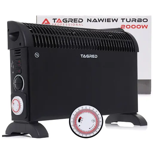 Электрический конвектор Tagred напольный, 2,0 кВт, площадь обогрева 20 кв.м., Черный (TA903) - фото 1