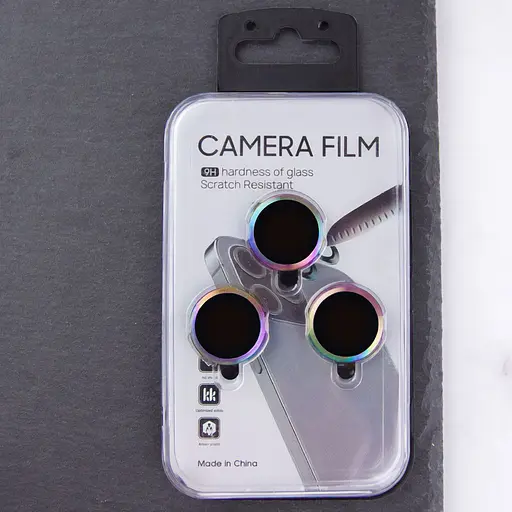 Защитное стекло Epik Metal Classic на камеру в упаковке для Apple iPhone 16 Pro 6.3/16 Pro Max 6.9 Сиреневый/Rainbow - фото 3