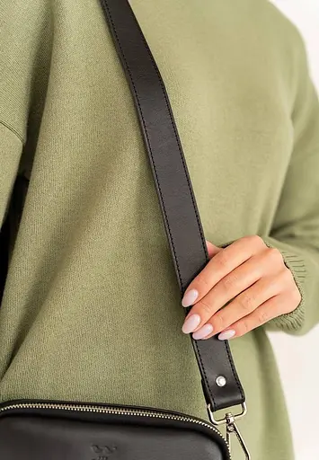 Жіноча шкіряна сумка поясна/кроссбоді Holly чорна - фото 4