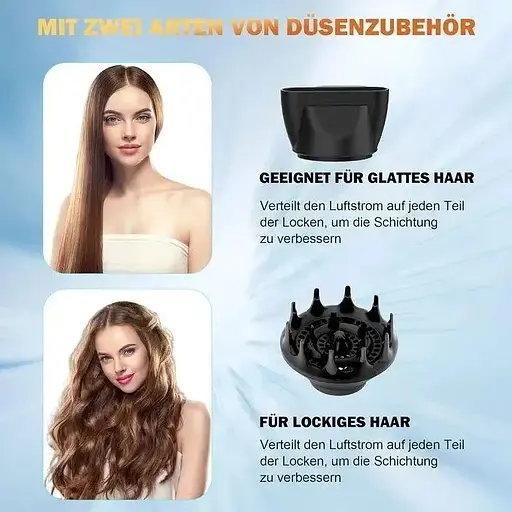 Фен Janolty з іонізацією, дифузором та концентратором 2400W, турбо-двигун, 4-в-1 - фото 5