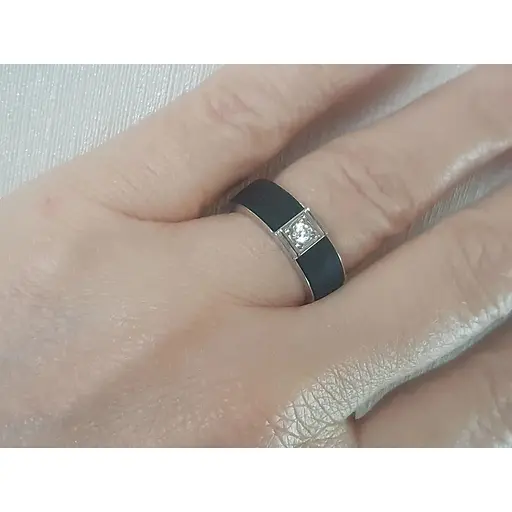 Золотое кольцо Tango с каучуком и фианитом. 900628В 17 - фото 2