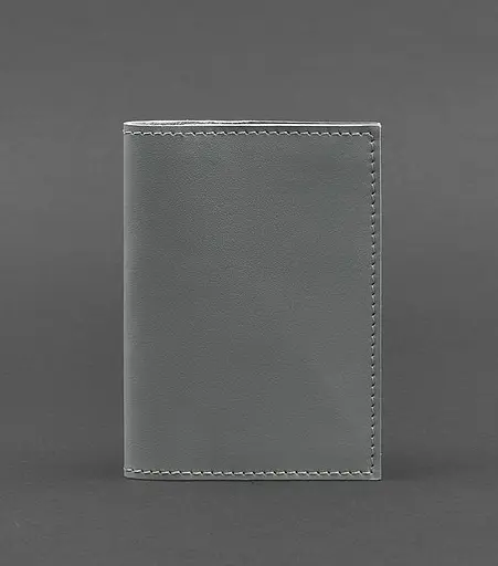 Кожаная обложка для паспорта и военного билета 1.2 серая - фото 1