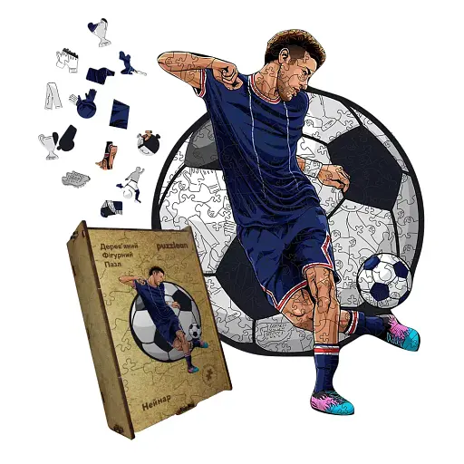 Деревянный пазл Неймар, А1, Картонная коробка 500+ элементов