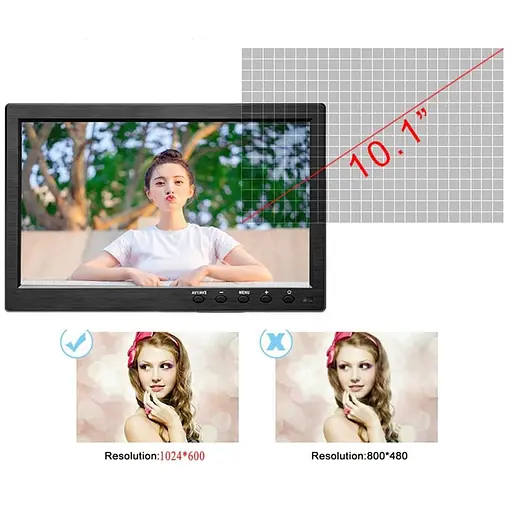 Автомобільний монітор в машину 10 дюймів Podofo K101, 1024х600, AV, HDMI, VGA (100300) - фото 3