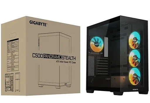 Корпус Gigabyte C500 Panoramic Stealth из закаленного стекла BTF черный (GB-C500P ST) без блока питания - фото 8