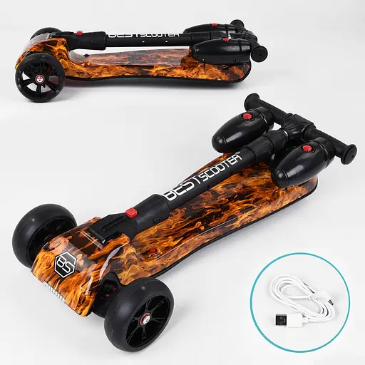 Самокат дитячий Best Scooter 60х82х64 см Чорно-жовтогарячий 000231567 - фото 3