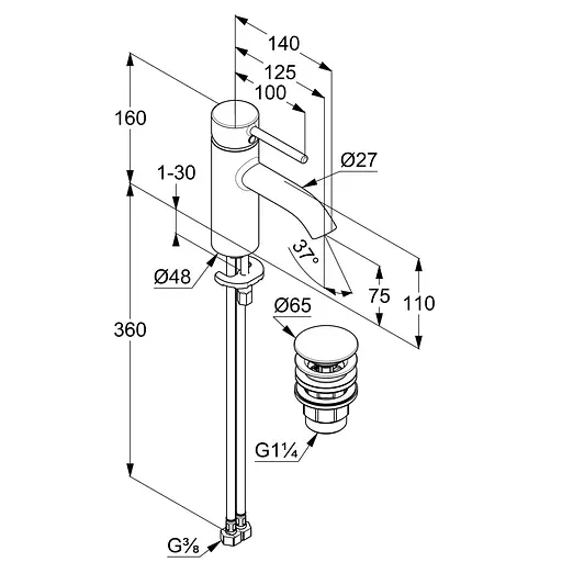 Смеситель для умывальника Kludi Bozz 75 DN 15 382660576 - фото 3