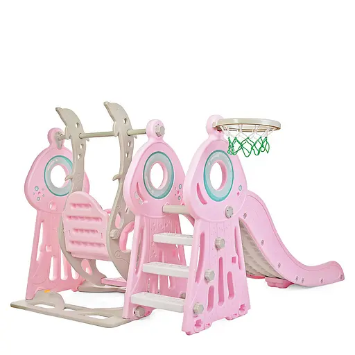 Дитяча гірка-гойдалка BAMBI WM19011-8 з баскетбольним кільцем, ш152-г184-в103см, рожева - фото 5