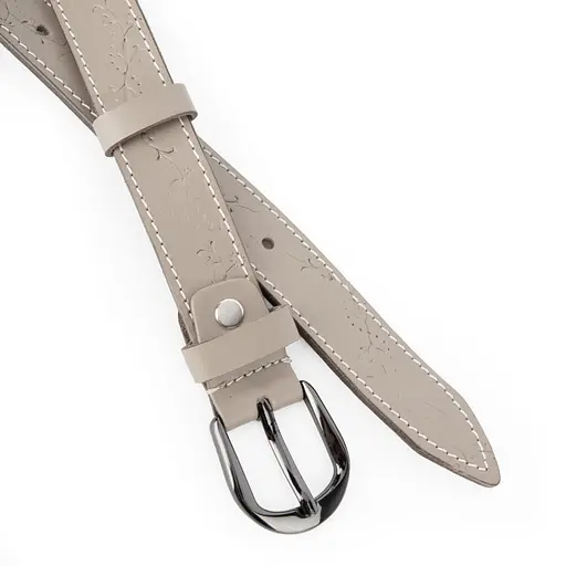 Ремень женский кожаный с цветами SF-255 мокко (125 см) - фото 3