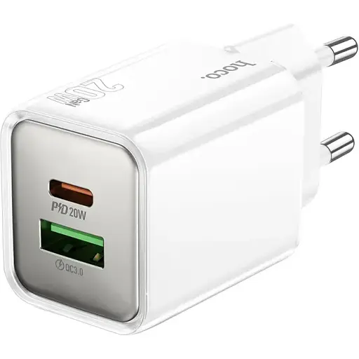Сетевое зарядное устройство Hoco N46 Glorious PD20W+QC3.0 charger(EU) Белый - фото 1