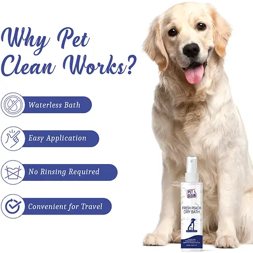 Сухой шампунь Pet Clean Dry Bath Fresh Peach для домашних животных с ароматом персика 250 мл - фото 4