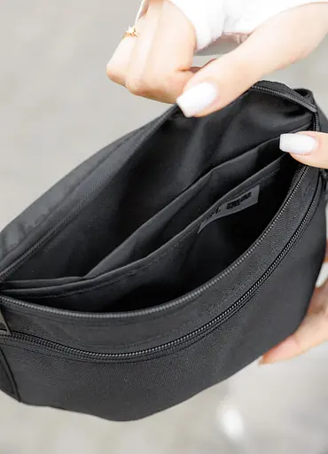 Женская сумка на пояс бананка Sambag Tirso черная тканевая 31×12×5 см (80331065) - фото 5