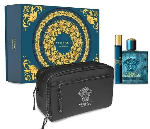 Набор Versace Eros 100 мл туалетная вода, 10 мл туалетная вода, косметичка - фото 1