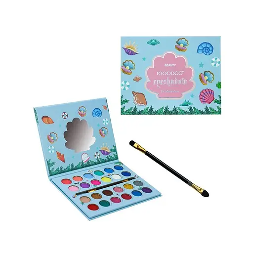 Дитяча палетка тіней для повік Igoodco LK2973, 24 кольори, з пензликом - фото 3