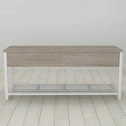 Банкетка з ящиком Ferrum-decor Дрейк 2 550x1200x400 метал Білий ДСП Сонома Трюфель 16 мм (FRD-103077)