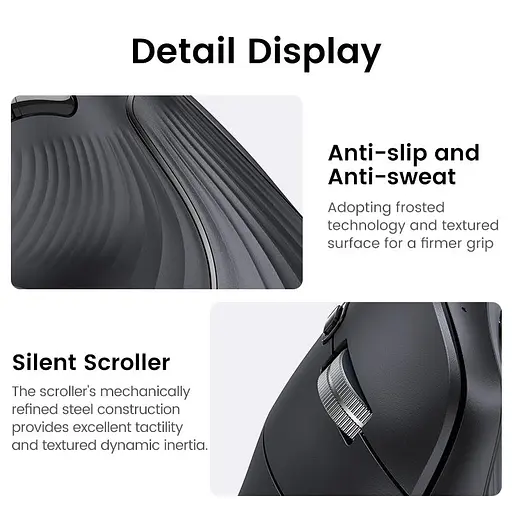 Мишка бездротова вертикальна Ugreen MU008 2 стандарти Bluetooth + радіоканал (25444) - фото 6