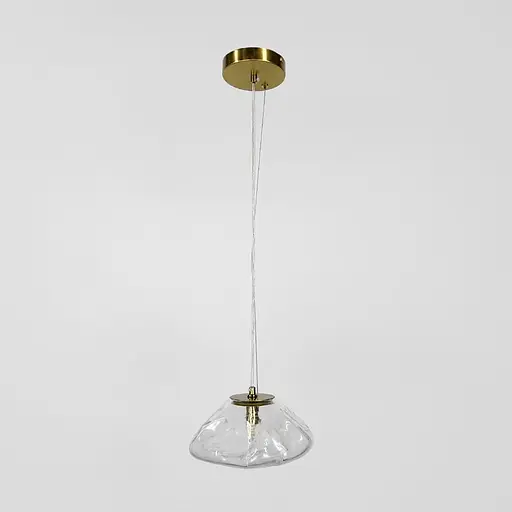 Скляний прозорий підвіс з легкими вигинами у латунному корпусі Ø 20 см | Line F | Арт. MJ82-200 AB+CL - фото 1