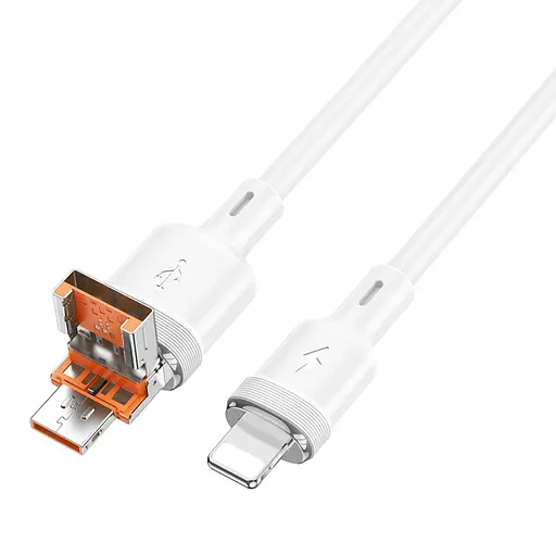 Кабель Hoco U131, 2 в 1 USB/ Type-C to Lightning 1.2 м белый