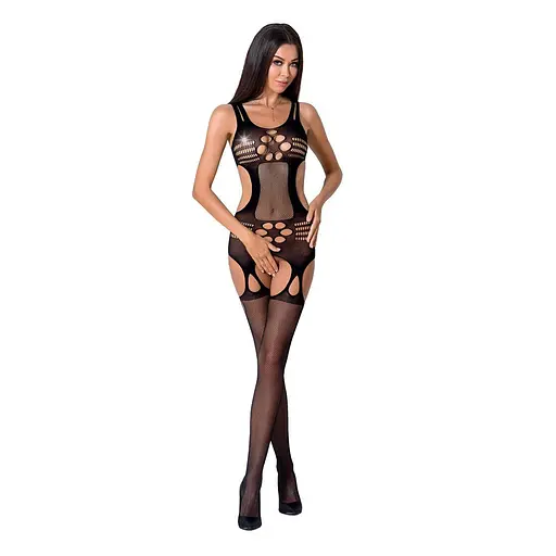 Бодистокинг Passion BS066 комбинезон имитация чулок и пояса S/M/L black - фото 3