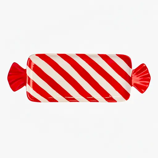 Блюдо сервировочная новогодняя для закусок в форме конфеты Yiwu 26×12.5 см прямоугольная с ручками CR-1-30 - фото 4